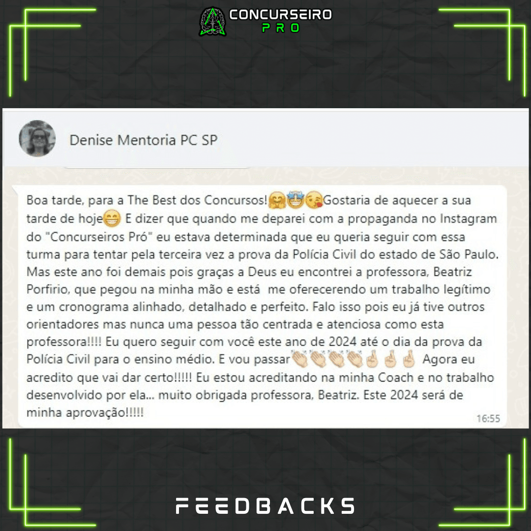 Concurseiro PRO, preparação para concursos policiais! Concurseiro PRO Feedbacks Concurseiro PRO mentoria