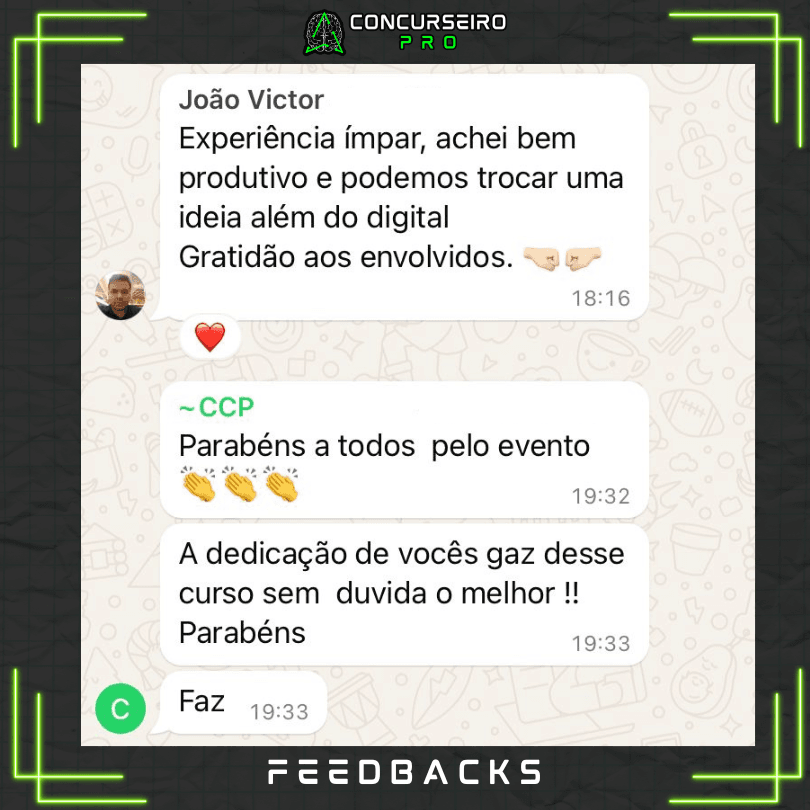 Evento Concurseiro PRO Feedbacks Evento Presencial