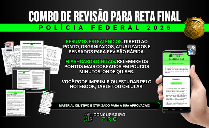 Combo Resumos + Flashcards Reta Final Polícia Federal