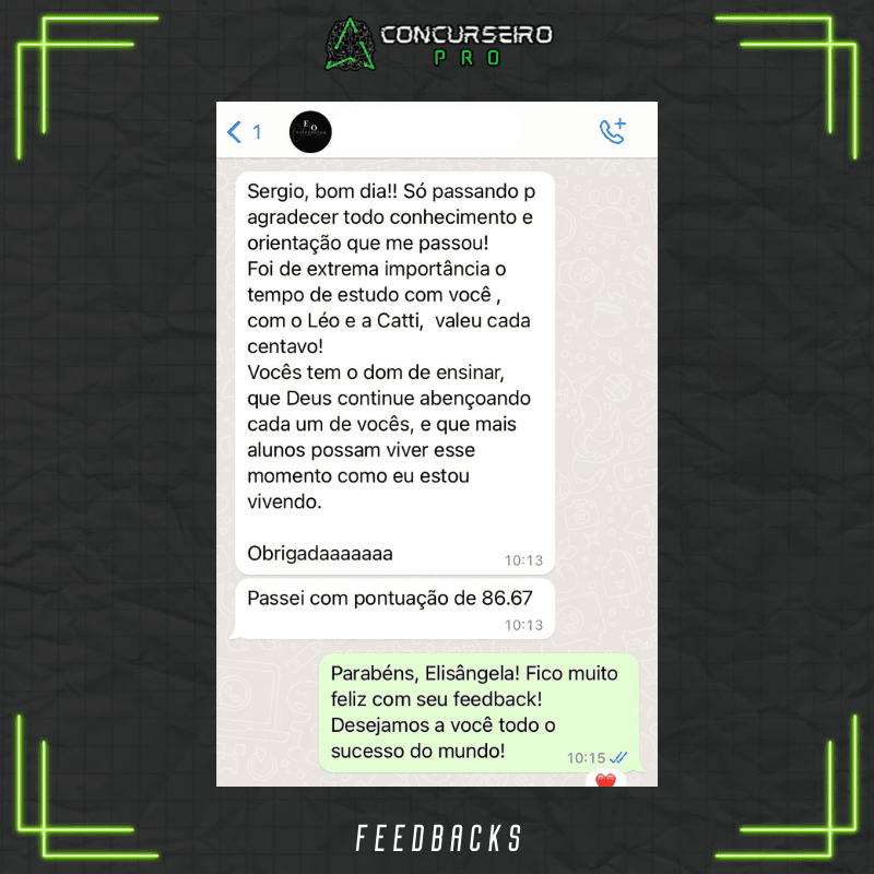Concurseiro PRO, preparação para concursos policiais! Concurseiro PRO Feedbacks prova oral (1)