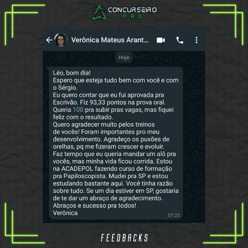 Concurseiro PRO, preparação para concursos policiais! Concurseiro PRO Feedbacks prova oral (8)