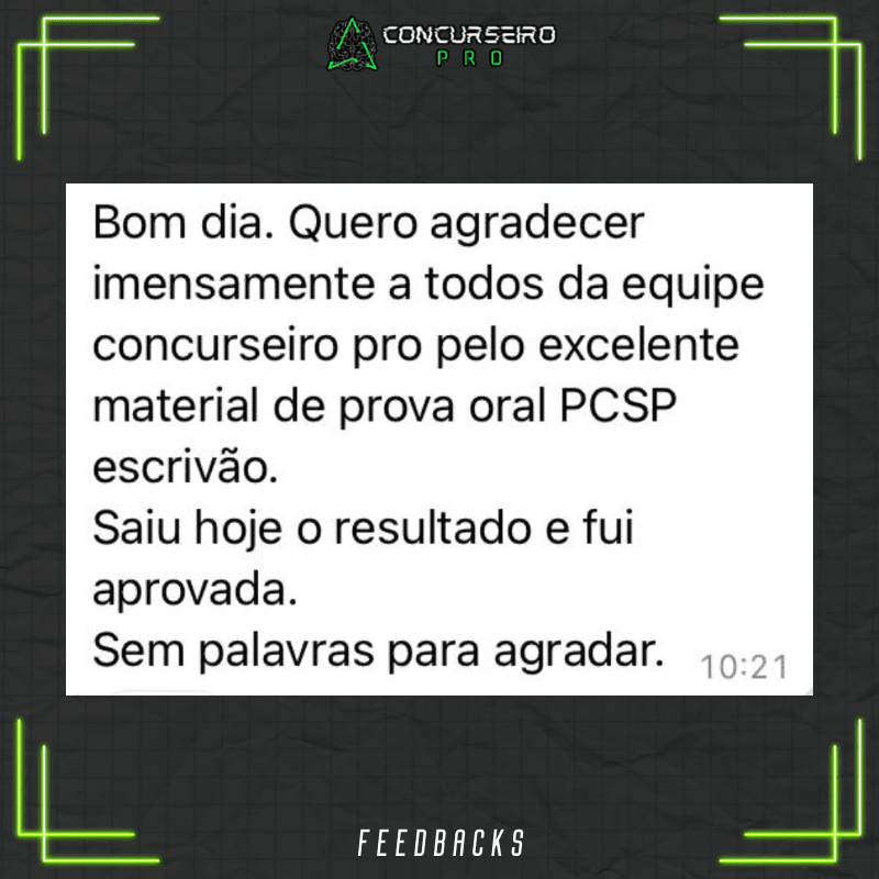 Concurseiro PRO, preparação para concursos policiais! Concurseiro PRO Feedbacks prova oral (9)